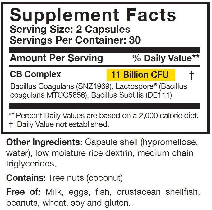 Corebiotic Sensitive ingredients label image